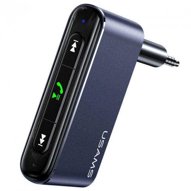 Аудіоадаптер Bluetooth aux гарнітура до машини USAMS US-SJ519 |BT5.0, Mic, 6Hours, AUX|Grey