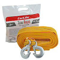 Трос буксирувальний  3 т 5,5м гаки/онж./кулек Carlife TR-706P