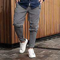 Красивые мужские брюки на резинке свободные зауженные к низу хлопок, размер S, M, L, XL, цвет серый
