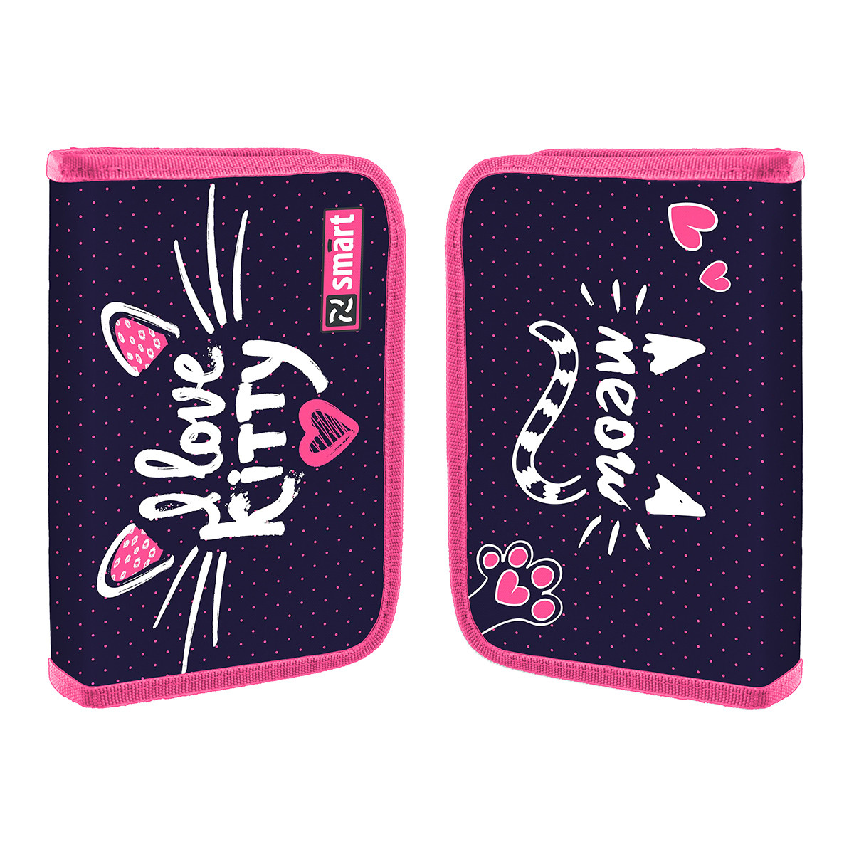 Пенал-книжка твердий Smart одинарний з двома клапанами HP-04 I love kitty (533281), фото 1