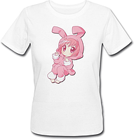 Женская футболка Kawaii bunny girl (белая)