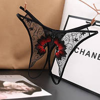 Еротичні труси жіночі з розрізом універсальний чорний