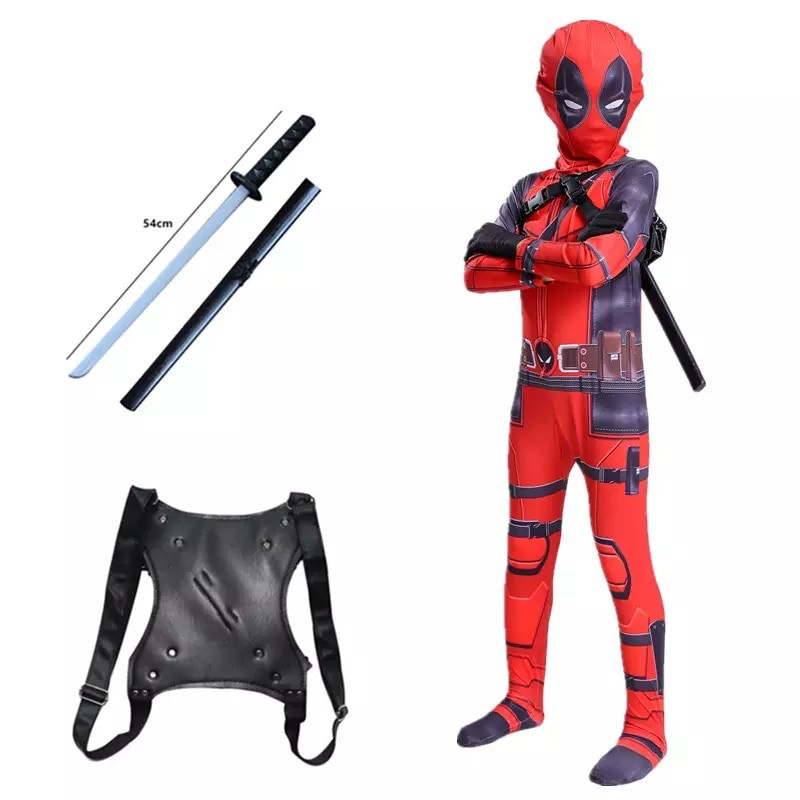 Костюм Дедпул із мечем і кріпленням Deadpool дитячий спандекс XL (130 см-140 см) ABC