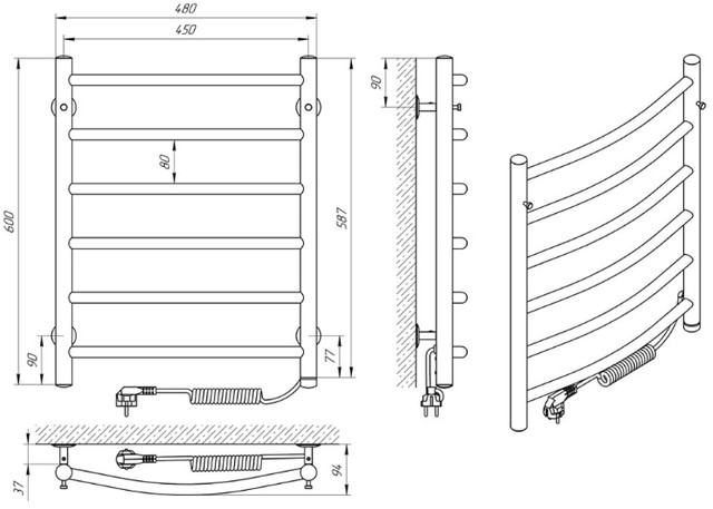 Габаритные размеры Laris Классик П6 450 х 600 Э сенсор S3