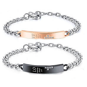 Парні браслети для закоханих з нержавіючої медичної сталі