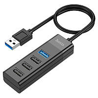 HUB адаптер HOCO USB Easy mix 4-in-1 converter HB25 | USB3.0 + 3 * USB2.0 Black