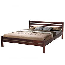 Ліжко двоспальне з натурального дерева (з ламелями, без матраца) 160х200 Еко Уют Темний горіх Мікс Меблі