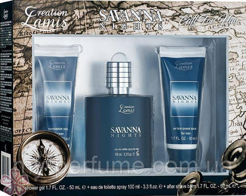 Savanna Night Чоловічий подарунковий набір (туалетна вода + гель-шампунь + крем після гоління)