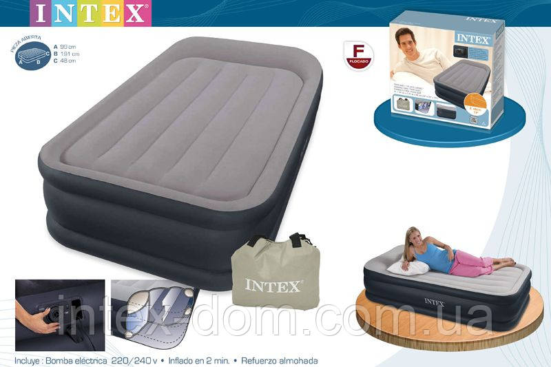 Надувная кровать Intex 67732 ИНТЕКC(99х191х48 см) Deluxe Pillow киев - фото 1 - id-p2200960