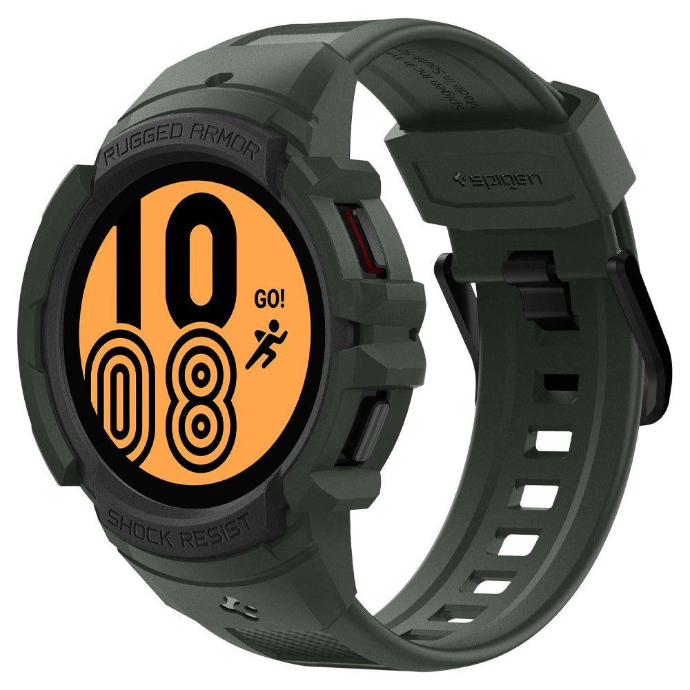Чохол і ремінець Spigen для Galaxy Watch 4 (44 mm) Rugged Armor Pro 2 in 1, Military Green (ACS04325)