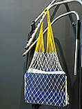 Модна літня сумка на плече ручної роботи - Авоська - біло-жовта смугаста, фото 3