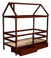 Ліжко будиночок TERRY трансформер 160*80 см з шухлядами (бук) горіх