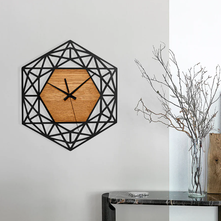 Настінний годинник з дерева - Moku Ginza Dark 48 см, фото 1