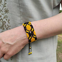 Женский браслет ручного плетения макраме "Lipets" (желто-черный)