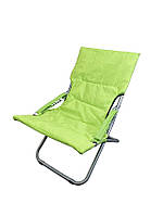 Складаний стілець з 4 положеннями спинки з підлокітниками для пікніка та кемпінгу Levistella зелений з тканини