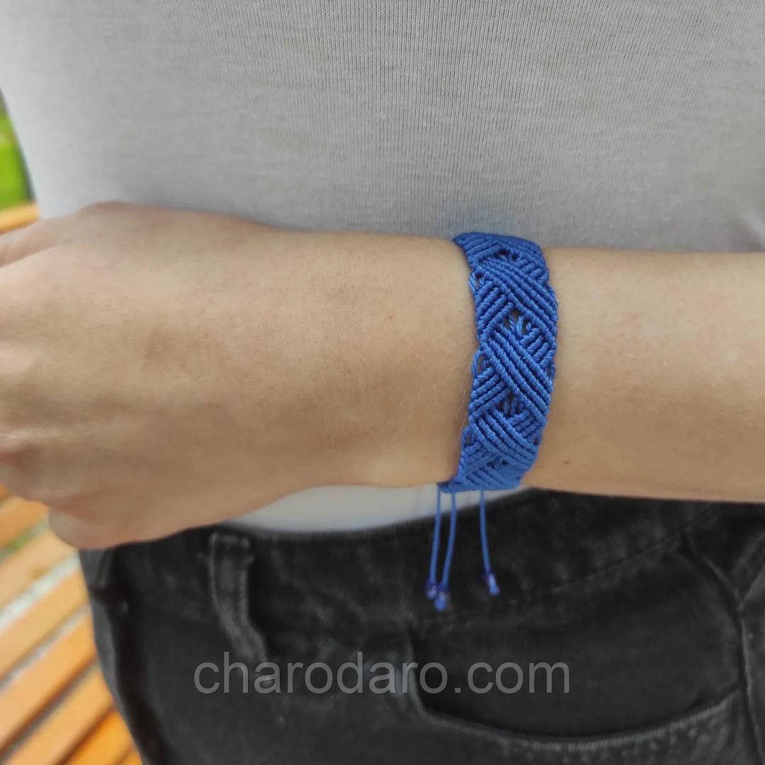 Жіночий браслет ручного плетіння макраме "Rodosvit" CHARO DARO (синій)