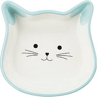 24494 Trixie Cat Face миска керамическая, 250 мл, бірюзовий
