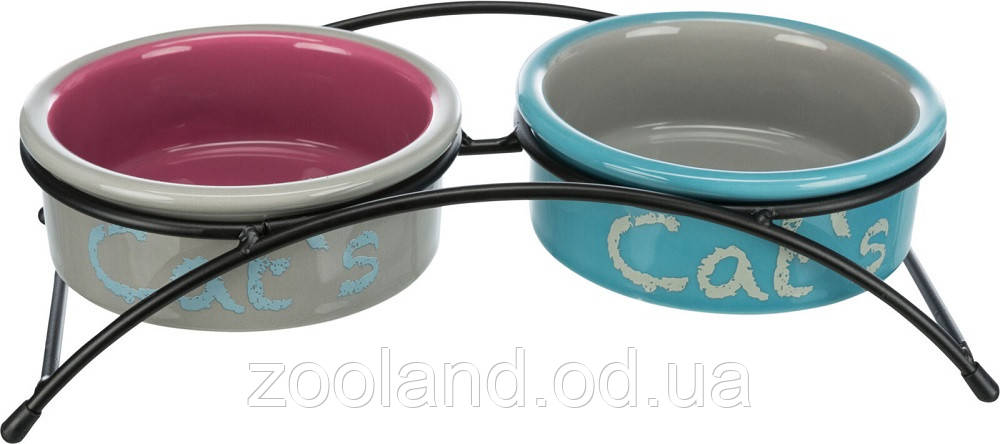24791 Trixie Cats миски керамічні на підставці, 0,3 л/12 см