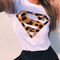 Женская футболка с логотипом "superman" (леопард) xs Family look