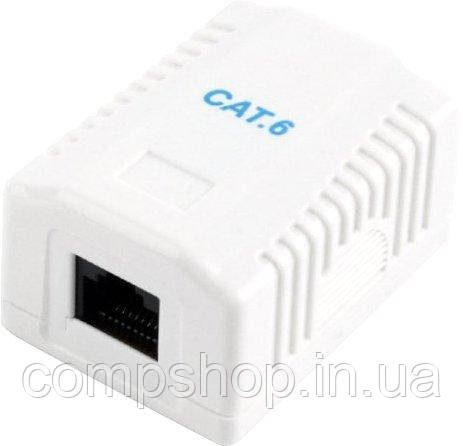 Розетка 1-портова Cablexpert NCAC-1U6-01, однопортова з екраном  RJ-45 ,6Е cat зовнішня  (код 95174)
