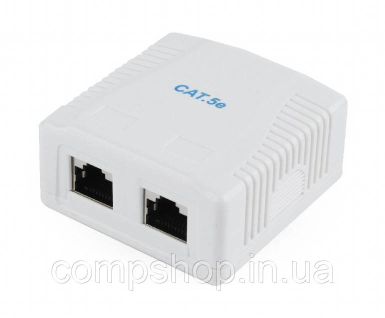 Розетка 2-портова Cablexpert NCAC-2F5E-01 RJ-45 кат.5е, з екраном  (код 95175)
