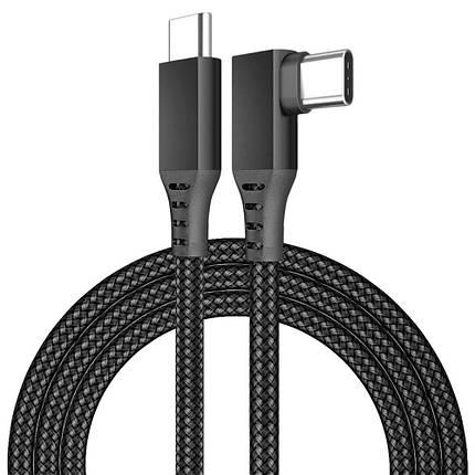 Кабель Type-C-Type-C Gtwin 90° Degrees Oculus Quest Gen2 Link VR USB 3.1 Gen2 5Gbps 5A 5m Black, фото 1