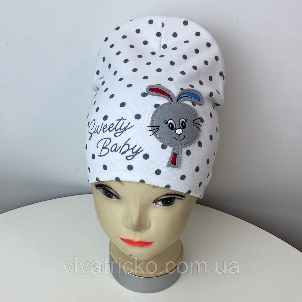 М 92561. Шапка подвійна для дівчинки вишивка-аплікація "SWEETY BABY" Vivatricko, 2-8 років, різні кольори