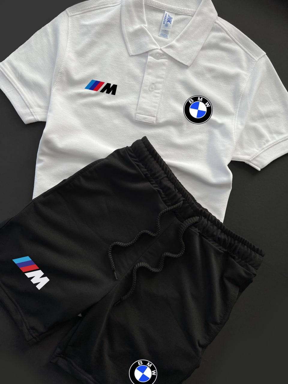 Футболка поло та шорти чоловічі літні BMW | Комплект чоловічий літній BMW KZ 14788