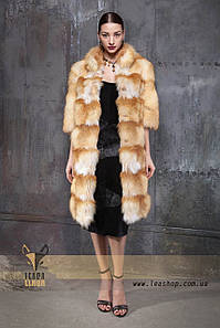 Шуба з знебарвленої лисиці з рукавом три чверті