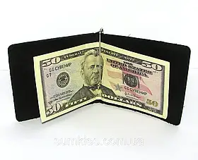 Кожаний гаманець Затиск для грошей натуральна шкіра Чорний