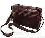 Шкіряна чоловіча сумка через плече 1863 коричнева для документів А4 ноутбука 36х25см, фото 6