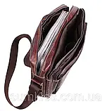 Шкіряна чоловіча сумка через плече 1863 коричнева для документів А4 ноутбука 36х25см, фото 8