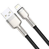 Кабель Baseus Cafule Metal Series USB-A to Lightning 2.4A 2m Black (CALJK-B01), фото 3