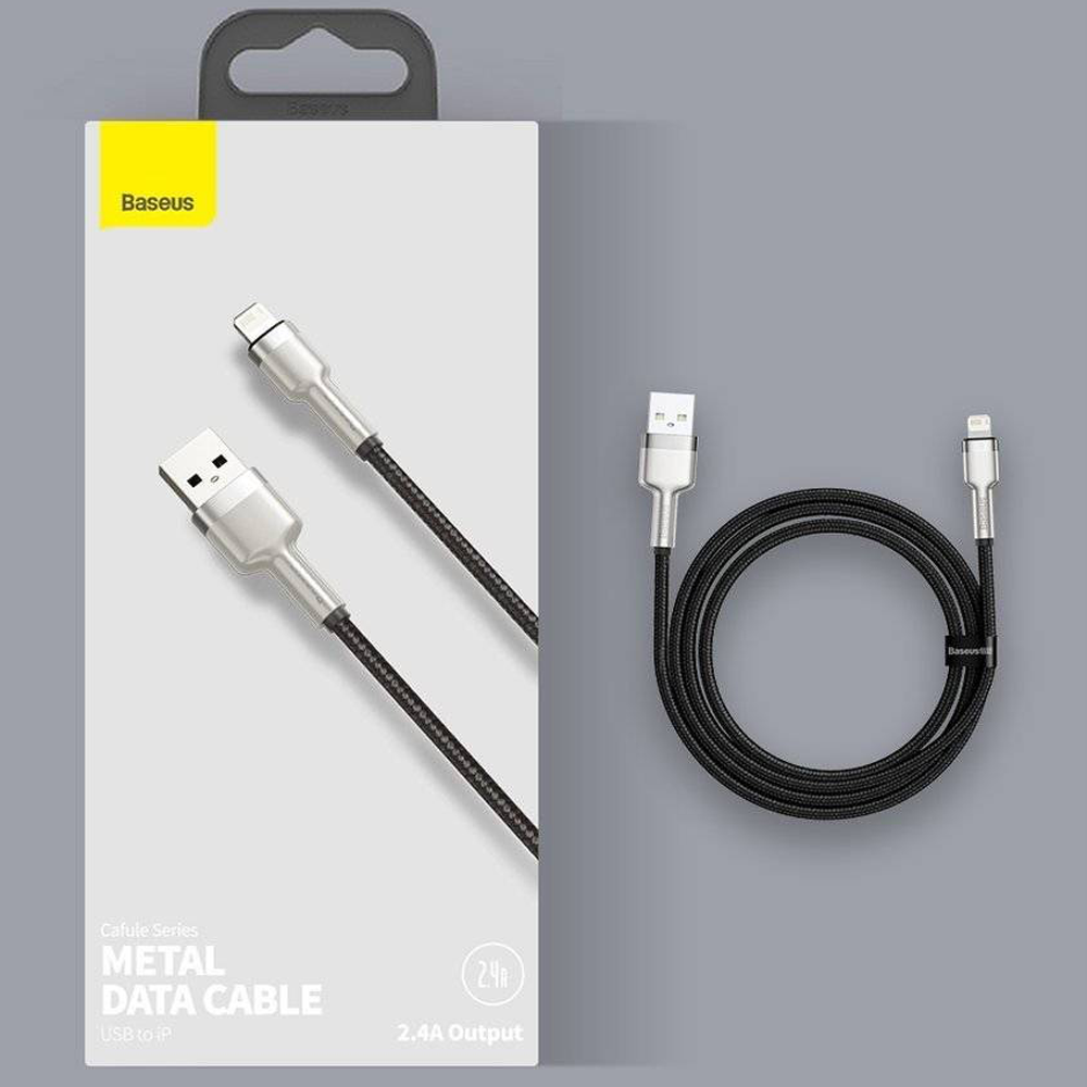 Baseus Cafule Metal Series USB-A to Lightning 2.4A 2m Black USB - Черный Кабель Original Папа-папа