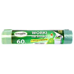 Пакети для сміття із завязками Гросік Grosik with drawstring 60L 10szt 30шт/ящ (Код: 00-00012419)
