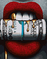 Картина по номерам губи і гроші Greedy (с золотою фарбою) 40 х 50 см Artissimo PN1313 melmil