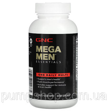 (уцінка термін по 3.24) Вітаміни для чоловіків GNC Mega Men Essential One Daily 60 капс., фото 1
