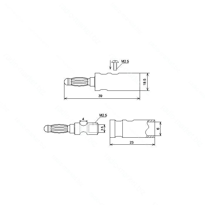 Штекер BANAN HH5146, під гвинт, червоний