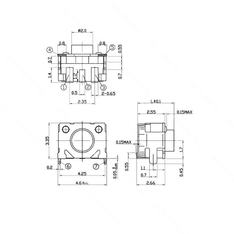 Мікрокнопка тактова кутова SMD 3pin