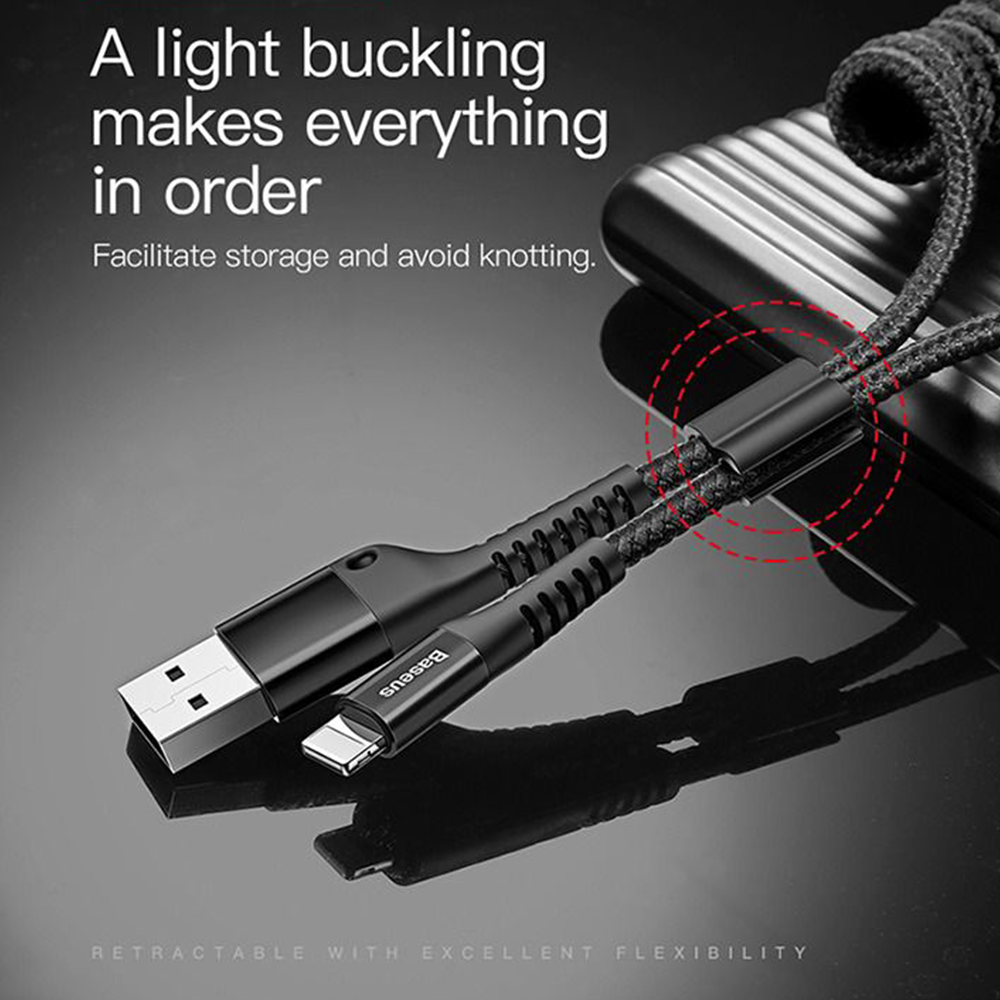 Спиральный кабель Baseus Fish Eye Spring USB-A to Lightning 2A 1m Black USB - Черный Кабель Original Папа-папа Плетеный