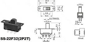Вимикач повзунковий SS22F32, прямий