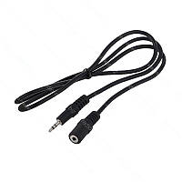 Кабель стерео, штекер mini jack 3,5 - гніздо mini jack 3,5 1,5м, чорний