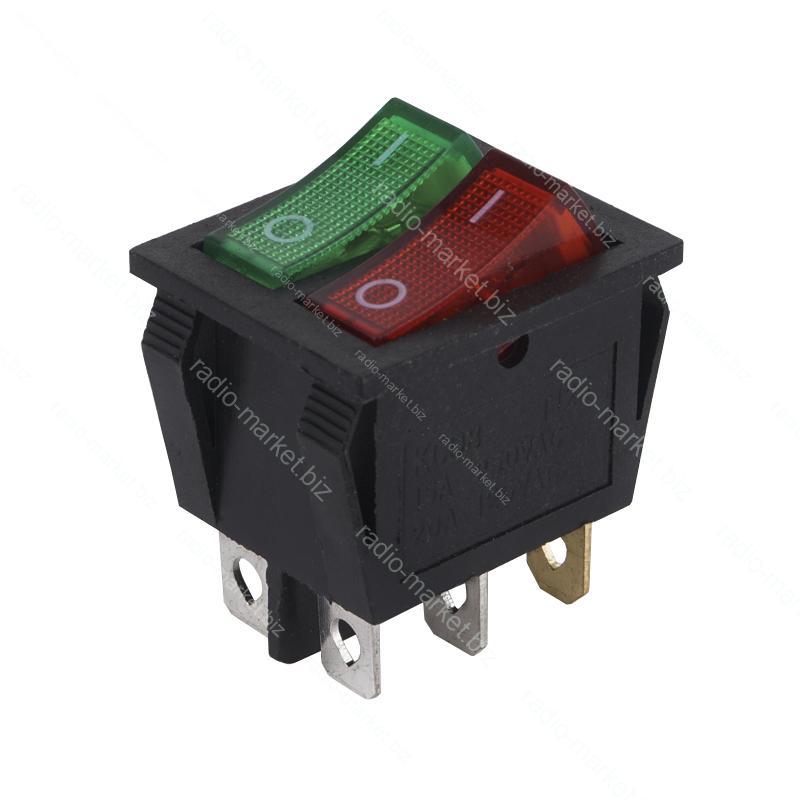 Вимикач подвійний KCD3, червоний/зелений