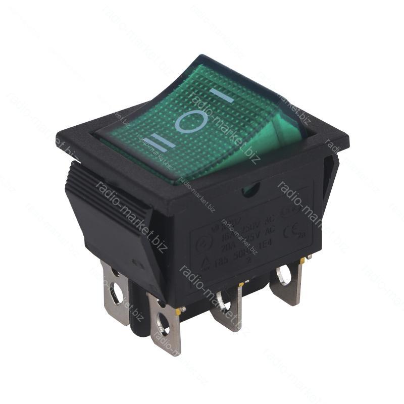 Перемикач KCD2-203N, зелений