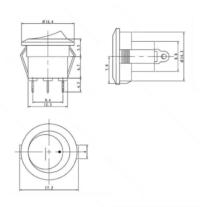 Перемикач KCD1-108-B, синій