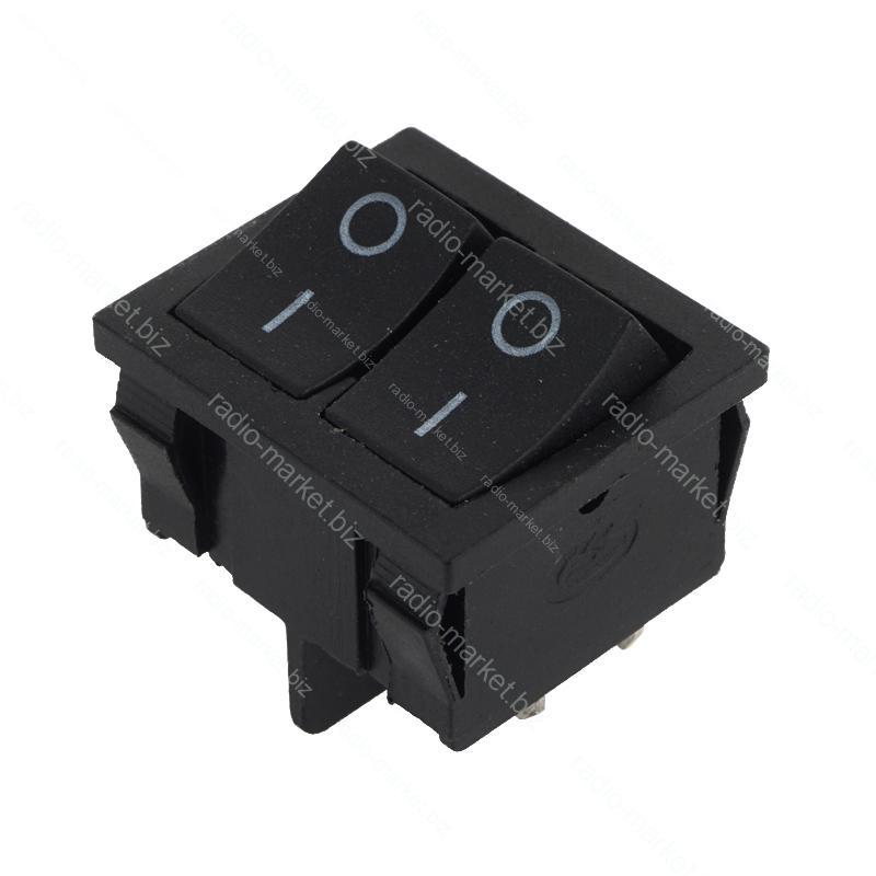 Вимикач подвійний KCD1-2101-6, чорний