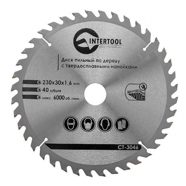 Диск пильный по дереву 230/30мм 40T Intertool CT-3046 |фреза круг отрезной Диск пильний по дереву - фото 1 - id-p1651135105