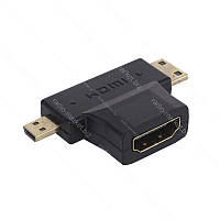 Перехідник гніздо HDMI - штекер mini HDMI + штекер microHDMI