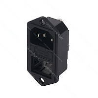 Гніздо мережеве С14 3pin, з тримачем під запобіжник