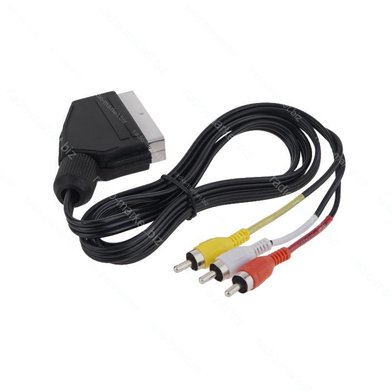 Кабель штекер SCART - 3 штекери RCA IN, 1м